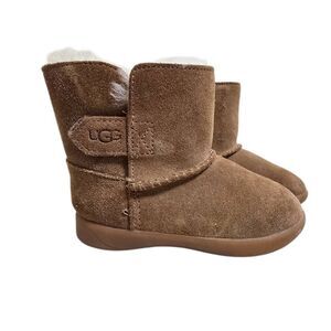 UGG Keelan Toddler Boots Chestnut Suede Fleece Shearling Ankle Booties 7
